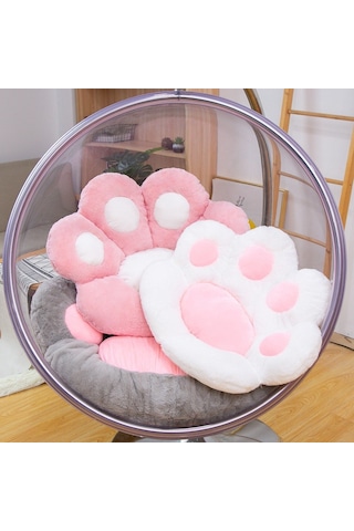 Sevimli Ayı Pençesi Yarım Çevrili Yastık Ofis Koltuk Minderi 80 70cm Pembe