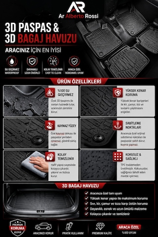 Renault Boreal Üst Kısım 2026-2026 Araca Özel 3d Paspas + 3d Bagaj Havuzu