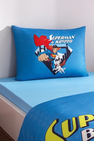 Özdilek Superman Best Friend Tek Kişilik Lisanslı Lastikli Çarşaf Çocuk Nevresim Takımı Mavi