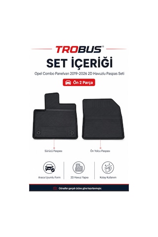 Trobus Opel Combo Panelvan 2023-2026 Dizel 2d Havuzlu Paspas 2 Parça