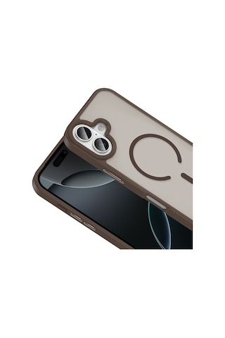 Vendas Apple Uyumlu iPhone 17 Kılıf M-safe Şarj Özellikli Mat Arka Yüzey Zore Sio Kapak + Hayalet Ekran Koruyucu Desert Titanyum