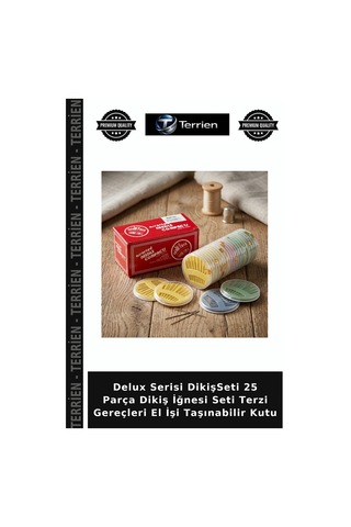 Delux Serisi Dikişseti 25 Parça Dikiş İğnesi Seti Terzi Gereçleri El İşi Taşınabilir Kutu