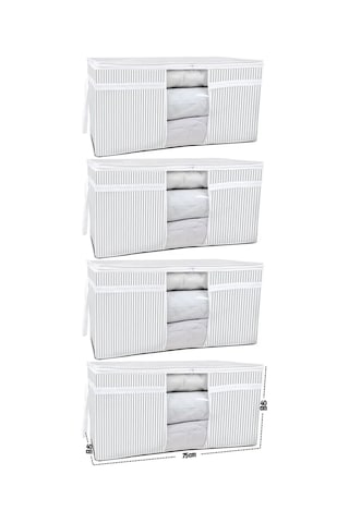 4 Adet Pencereli Yastık Yorgan Hurcu Büyük Boy 75x40x40 Cm Gri-beyaz