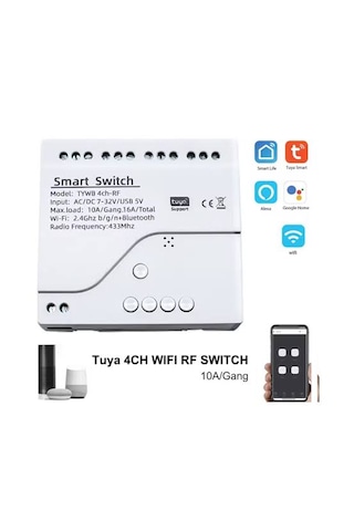 Tuya Wifi Dc 7-32v 4 Kanal Kuru Kontak Çıkışlı Akıllı Röle 4CH WiFi