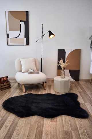 Apex Reiki Antrasit Peluş Post Şekilli Halı Antrasit