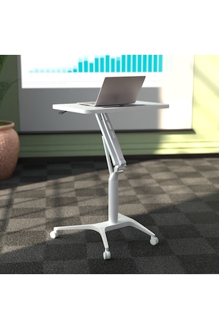 Karr Office D-FLEX-B Mobil Yükseklik Ayarlı Masa - Beyaz Tabla - Beyaz Ayak Beyaz