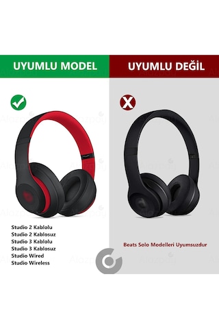 Beats Studio 2 Studio 3 Uyumlu Yumuşak Deri Örme Kumaş Karışımlı Kulaklık Sünger Yastığı Pedi Siyah Deri Kumaş
