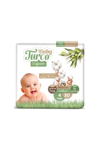 Baby Turco Doğadan Bebek Bezi 4 Numara Maxi 30 Adet