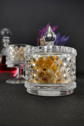 Digithome KU.MKZ.002 Ayaklı 2 Katlı Cam Sunumluk Kurabiyelik ve Şekerlik 20 CM