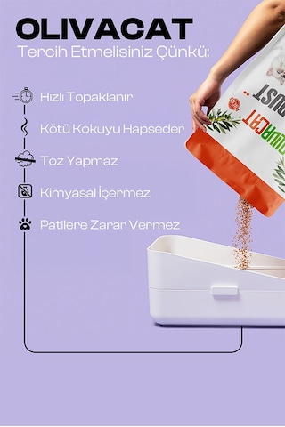 Olivacat Zeytin Çekirdeğinden Üretilen Doğal Tozsuz Kedi Kumu 2 x 7 L