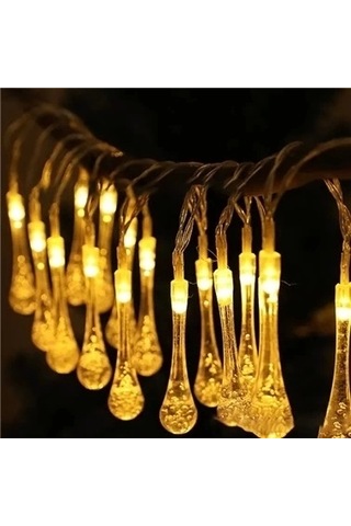 10 Led 2 Metre Sarı Kristal Su Damlası Güneş Enerjili Led Işık Solar Bahçe Ağaç Lamba Aydınlatması Çok Renkli