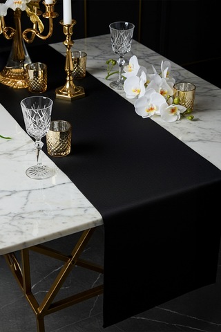 Yunusoğlu Home Siyah Şık Masa Runnerı 50x150 Cm Modern Ve Zarif Masa Örtüsü Runner Siyah