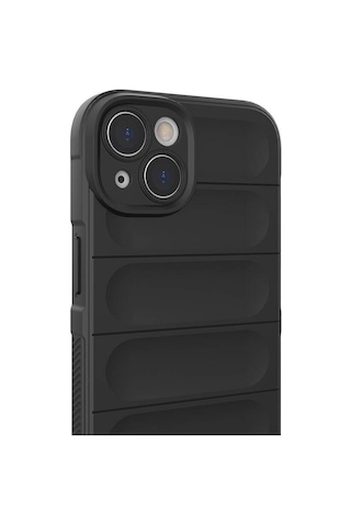 Apple Uyumlu iPhone 14 Kılıf Esnek Tpu Oyuklu Arka Yüzey Tasarımlı Zore Etnik Silikon Kapak Siyah
