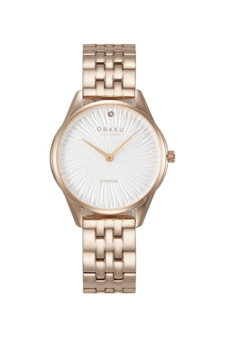 Obaku Denmark V297lxvısv Quartz Çelik Rose Beyaz Kadran Safir Cam 32 Mm Kadın Kol Saati Rose Gold
