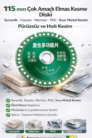 Senbang 115 Mm Çok Amaçlı Kesme Diski Seramik Fayans Mermer Pvc İnce Metal Kesim Pürüzsüz Kesim