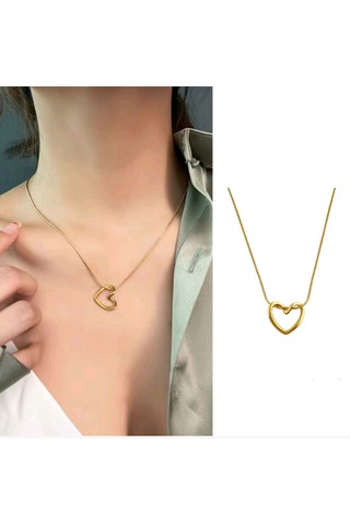 316l Çelik Zincir Gold Renk Kalp Model Kadın Kolye 5886-1492 Diğer