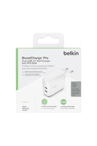 Boost Charge Çift Usb-c Fişi, Pps&apos Li, 16 Ve Diğerleri, İpad, Galaxy,, Macbook İçin 60w Şarj Cihazı, Usb-c&apos Den Lightning Kablosu Ve Usb-c Uyumlu, Beyaz