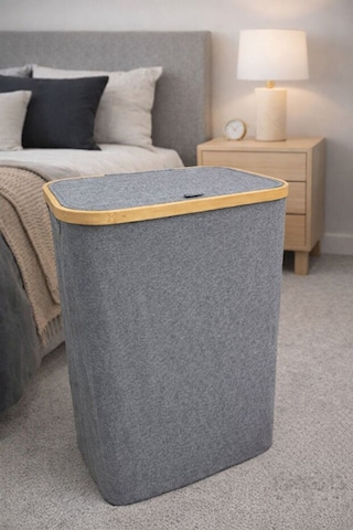Kapaklı 75 L Katlanabilir Çamaşır Sepeti, Kirli Sepeti 57x40x30 Cm Diğer