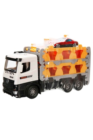 Maxx Wheels Sürtmeli Taşıyıcı Kamyon Fırlatıcılı Araçlı Açılıp Kapanabilen Taşıyıcı Tır Beyaz