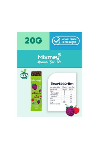Mixmey Böğürtlen Meyve Barı 24 Adet | Atıştırmalıklar – Vegan, Glutensiz, Koruyucusuz 20gx 24adet
