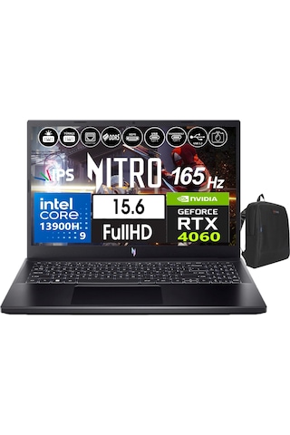 Acer Nitro V 15 ANV15-51-946Z NH.QQEEY.00532 i9-13900H 48 GB 4 TB SSD 8 GB RTX4060 15.6" W11H Dizüstü Bilgisayar + Zetta Çanta