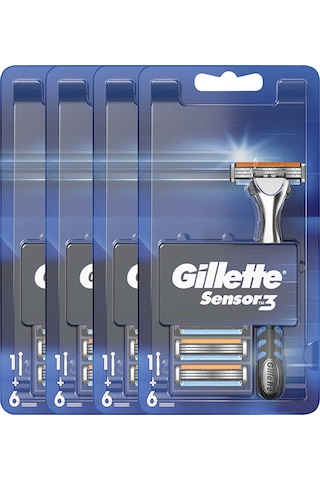 Gillette Sensor3 Tıraş Makinesi + Yedek Tıraş Bıçağı 4 x 6'lı
