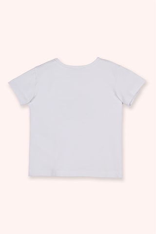 Panço Kız Çocuk Kısa Kollu T-shirt Pembe Beyaz