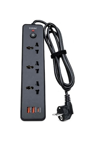 Tr 6in1 Power Strip 2500w Akım Korumalı Çoklu Priz, 3 Ac , 2x Qc18w Usb-a, Pd30w Usb-c Hızlı Şarj, 150 Cm Ka 0