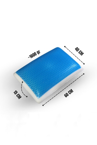 Klimalı, Soğutucu Jelli Ortopedik %100 Visco Yastık Yıkanabilir Kılıf Çantalı 60x40x15cm Beyaz