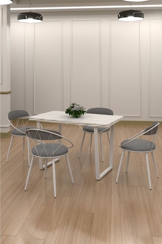 Kagu Mdf Masa Sandalye Beyaz Ms Kaz Siyah