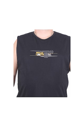 Starbattal Büyük Beden Baskılı Kolsuz Tişört Break Limits 25153 Sıyah Siyah