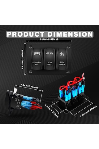 Motion003 O3l B Uc Joystick Anahtarlı Aluminyum Panel Onceden Baglı Anahtarlar Mavi Led Arabalar Tekne Yatlar Rv Kamyonlar Icin Pilsiz