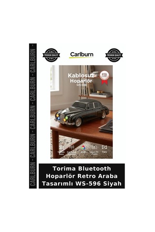 Delux Serisi Torima Bluetooth Hoparlör Retro Araba Tasarımlı Ws-596 Siyah Cihazı Arkadaşa Ev