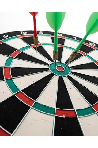 Dayanıklı Ahşap Dart Tahtası 15 İnç 4 Metal Uçlu Dart Oku
