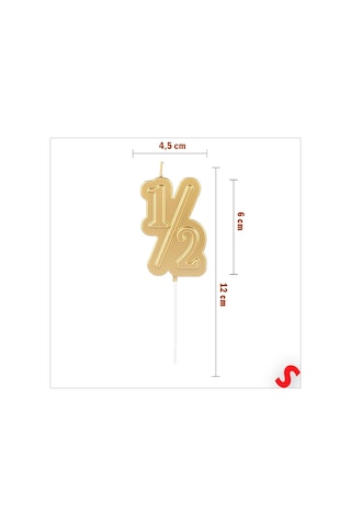 1/2 Yarım Yaş Doğum Günü Mumu, 12 Cm - Altın 0-99