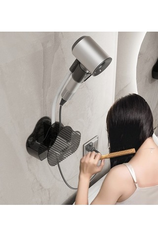 Wondernest Zımbasız Duvar Tipi Saç Kurutma Makinesi, Banyo Uyumlu Lichen Model Siyah