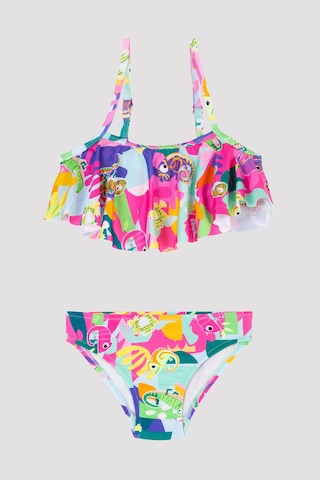 Penti Kız Çocuk Tropik Fırfırlı Bandeau Bikini Takımı Çok Renkli