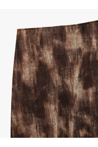 Koton Astarlı Batik Desenli Slim Fit Midi Boy Etek Kahverengi Desenli 5sak10313ek Kahverengi Desenli Kahverengi