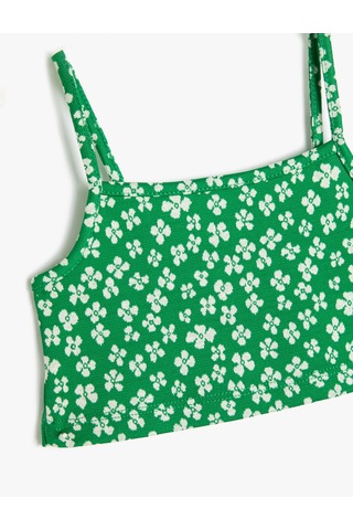 Koton Crop Atlet Askılı Çiçekli Pamuk Karışımlı Yeşil Desenli 3skg30013ak Yeşil Desenli