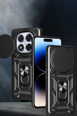 Xiaomi Redmi Note 14 Pro Plus Uyumlu Kılıf Pars Lens Yüzüklü Silikon - Siyah