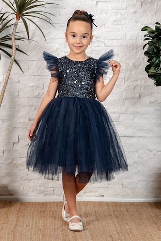 Mnk Baby & Kids Tüllü Kız Çocuk Kpl Elbise Mnk0526 Lacivert