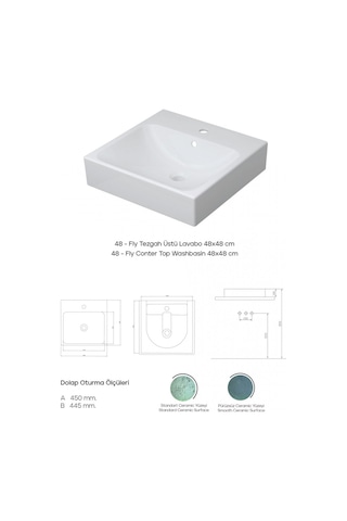 Karen Banyo Lavabo Beyaz 48 x 48 CM