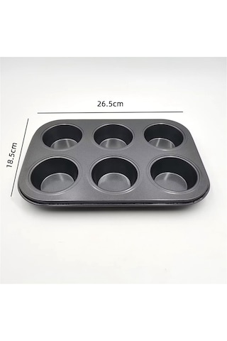 Paket Yapışmaz Muffin Kalıbı Karbon Çelik Kek Kalıbı Muffin Kalıbı Siyah