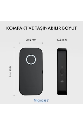 Microcase Ses Alıcı Verici Bluetooth Dönüştürücü 5.4 2 Si 1 Arada Aux Adaptör, Usb-c Şarj,araç & Ev Hoparlör İçin Kablosuz Müzik Adaptörü - Al5781