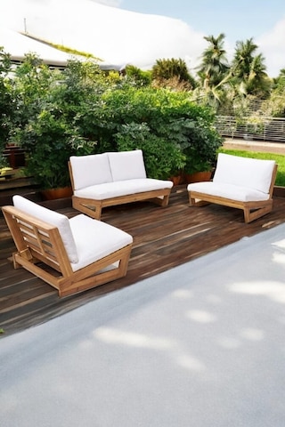 Conforlove Bahçe Balkon Masif Kestane Ahşap Koltuk Takımı 2+1+1