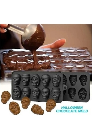 Didadodo Kafatası Buz Kalıbı 10lu Xl Siyah - Küp Ve Kafatası Tasarımlı Siyah, Küçük Buzlu Şekillerle Siyah