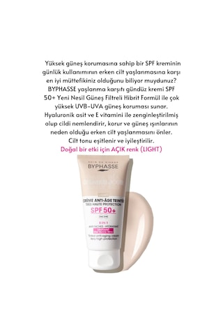 Byphasse Anti-Aging 3'ü 1 Arada Renkli Güneş Kremi Light SPF50+ 50 ML