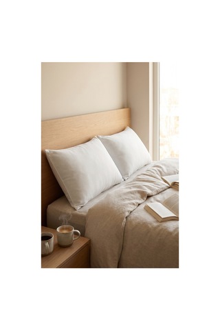 2'li Silikonize Elyaf Yastık Seti 50x70 Cm 1000 Gr Fermuarlı Yıkanabilir Vakumlu Paket Beyaz 1000 Gr