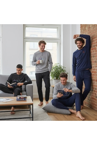 Bonbon Erkek Pamuklu Bohçalık Ve Çeyizlik 4 Adet 2'li Pijama Takımı Bb2483 Çok Renkli