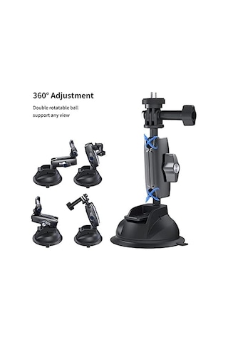 Telesın Alüminyum Alaşımlı Araç Vantuz Montajı, Hero 13 12 11 10 9 8 Djı Osmo Action 5 Pro 4 3 Insta 360 X5 X4 Apple iPhone Uyumlu Mobil Telefon Kameraları İçin, Telefon Tutacılı Araç Ön Cam Montajı